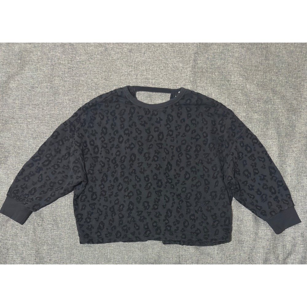 Z Supply Womens Small Sweatshirt Leopard Print Open Back Pullover PT193457F